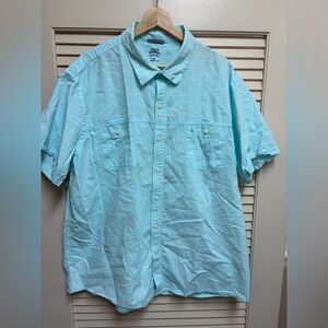 IZOD Saltwater Relaxed Classics XXL Aqua Striped Shirt Beach Summer Outdoor